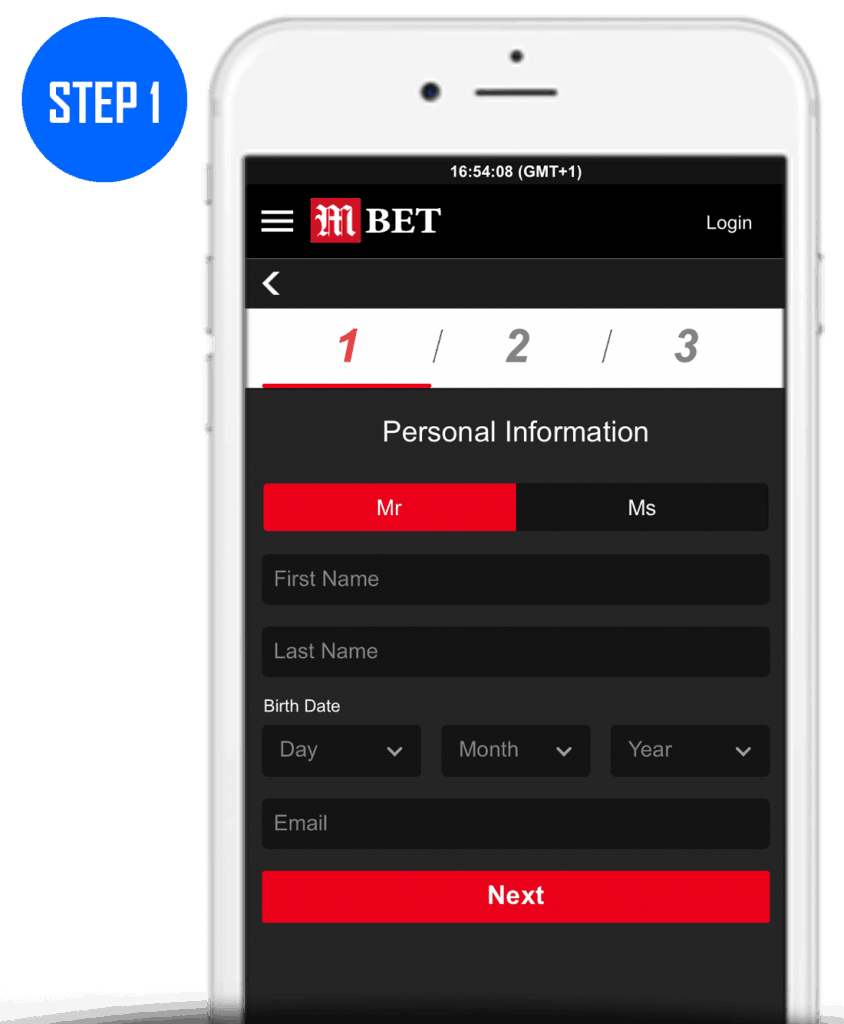 MansionBet Sign Up Process Step 1