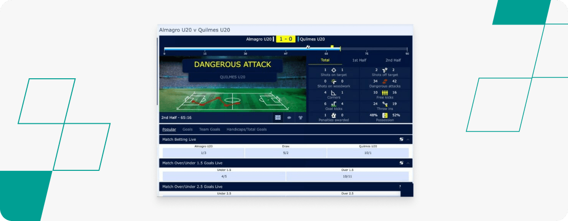 William Hill In-Play Betting Screenshot