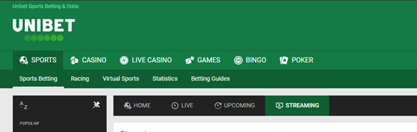 Unibet homepage