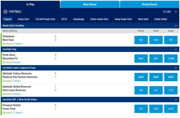 BoyleSports In-Play Betting Screenshot