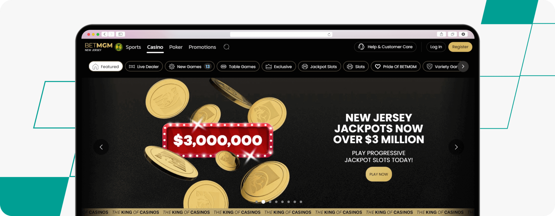 betmgm casino homepage screenshot