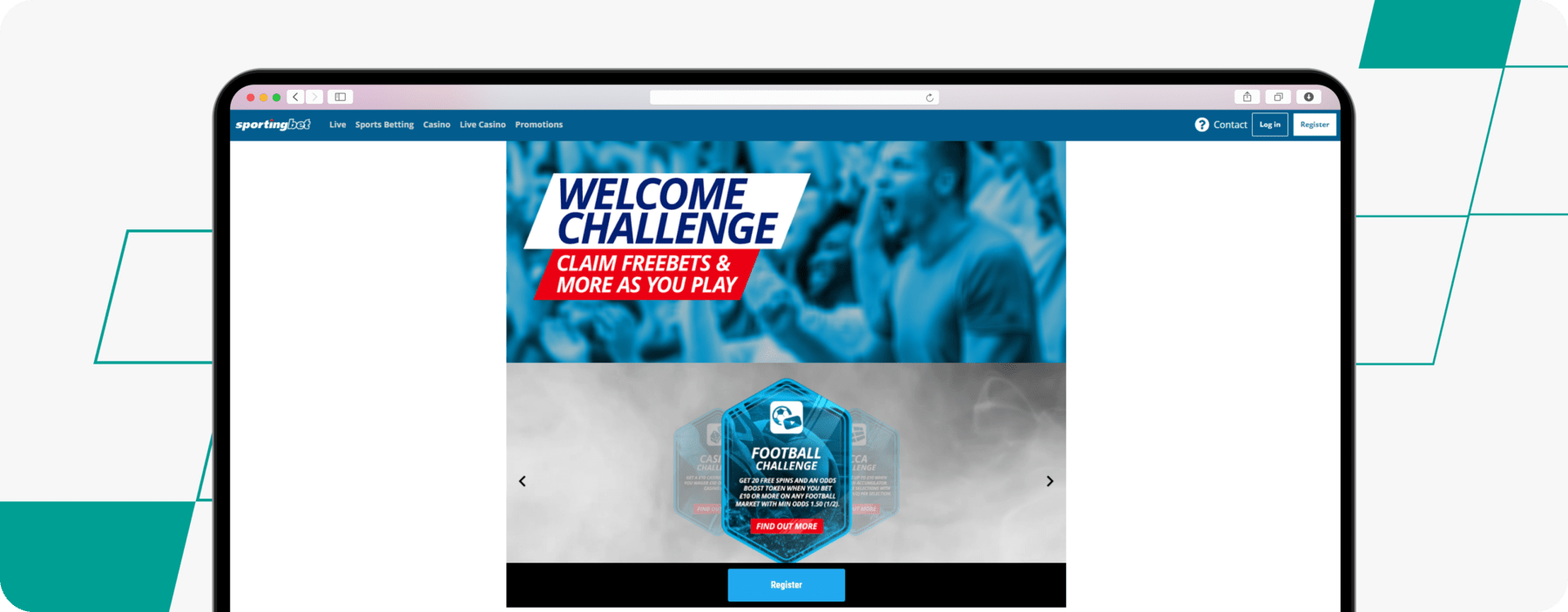 screenshot of sportingbet welcome challenge