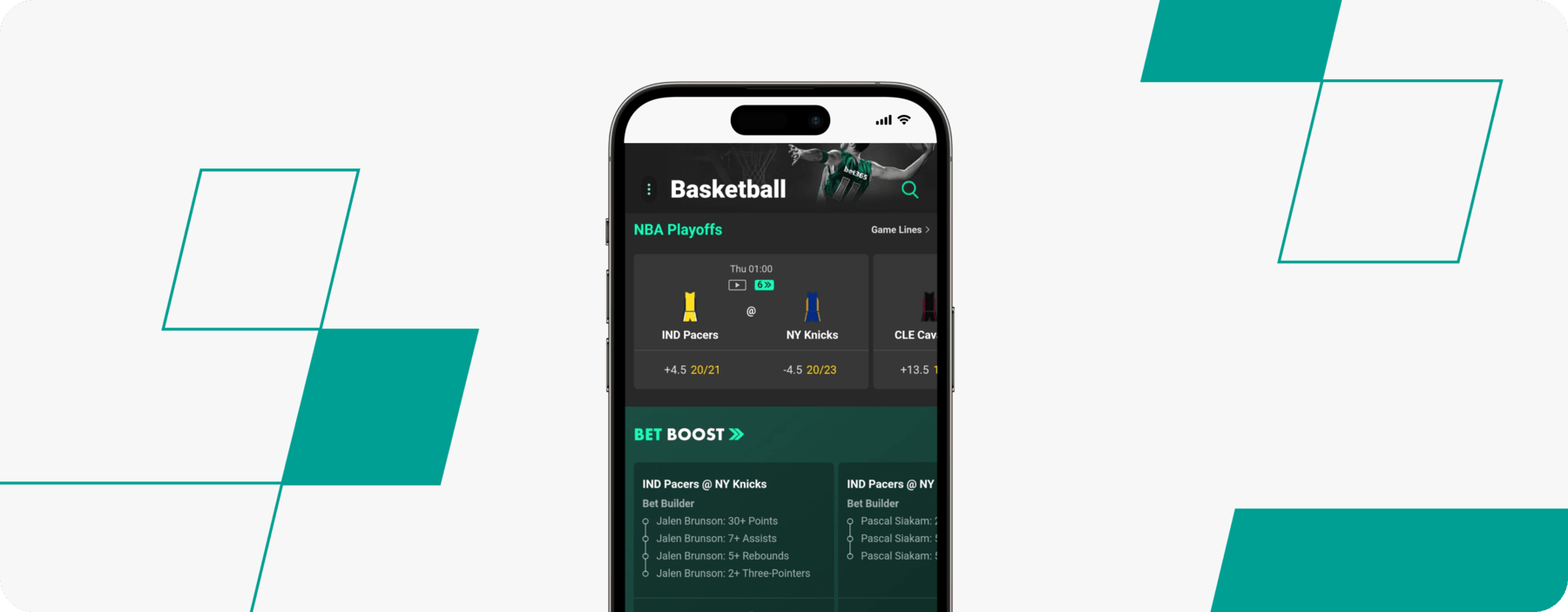 screenshot of bet365 app nba betting page