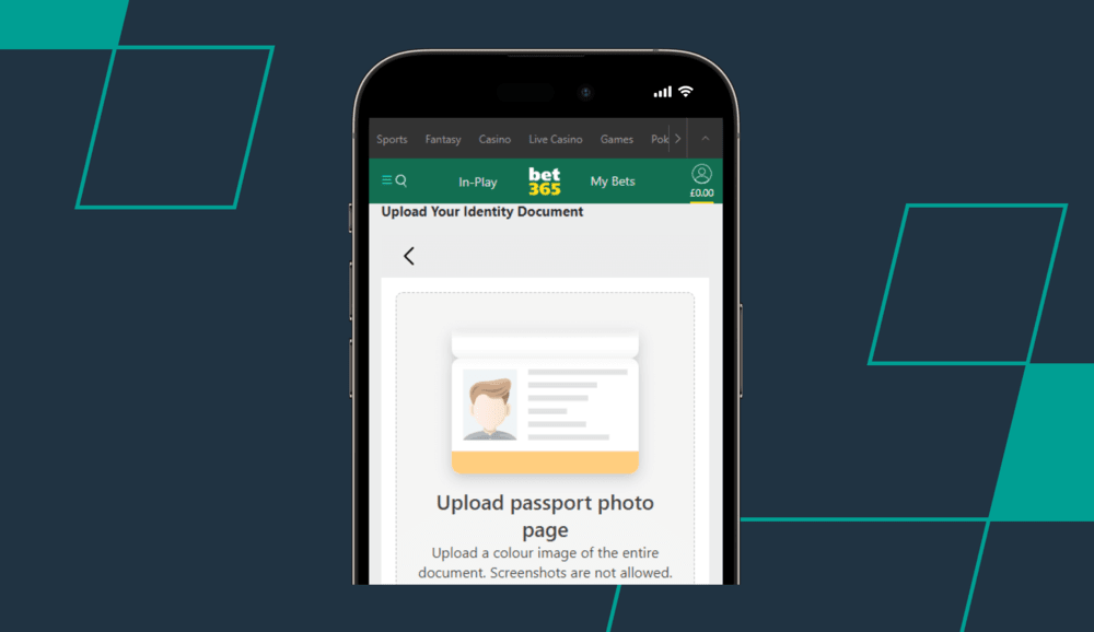 screenshot showing bet365 kyc process